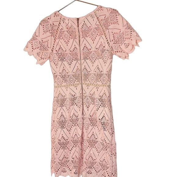 STYLESTALKER Pink Lace Cutout Zipper Exposed Back Midi Dress Size Small - Picture 2 of 10